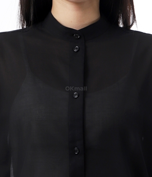Tシャツ・カットソー toteme SS25 STAND COLLAR SHIRT (252 WRT0427 FB0372 047) TOTEME]Stand-Collar Shirt (252-WRT0427-FB0372 001) | 오케이몰