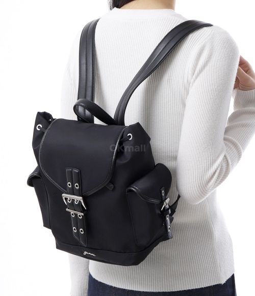 GANNI]BLACK SMALL BUCKY NYLON BACKPACK (A6528 099) | 오케이몰