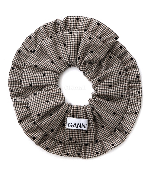 GANNI｜ (Brown Striped Frill Scrunchie (A6578 177)) GANNI]Brown Striped Frill Scrunchie (A6578 177) | 오케이몰