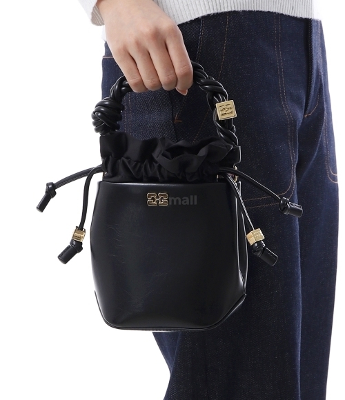 【GANNI】Ganni Bou Bucket Mini Crinkle Oleatex Ganni Mini Bou Crinkle Bucket Bag In Black | ModeSens
