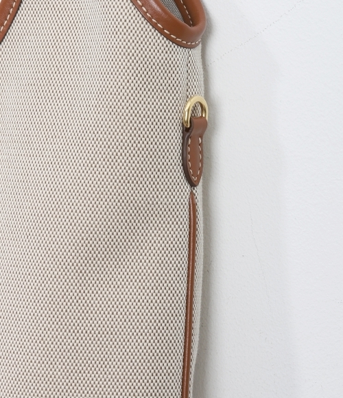 Miu Miu｜ (5BG231 ACRN F062F) Beige/brandy Ivy Canvas And Leather Bag | Miu Miu