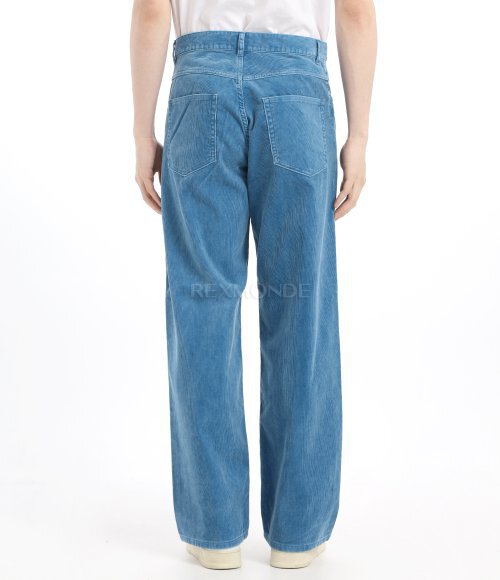 AURALEE]PIGMENT DYE FINX CORDUROY WIDE 5P PANTS DEEP BLUE