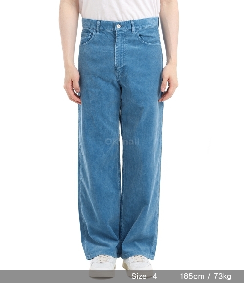 AURALEE]PIGMENT DYE FINX CORDUROY WIDE 5P PANTS DEEP BLUE