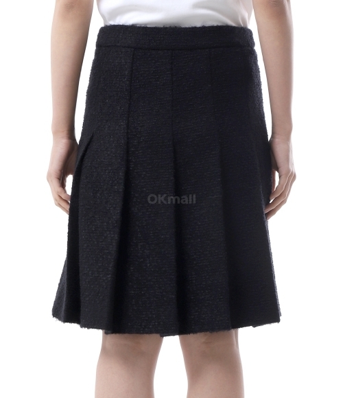 CELINE｜SKIRTS (PLEATED SKIRT IN BOUCLE KNIT (RJ02V333J pleated skirt in bouclette natté - BLACK | CELINE