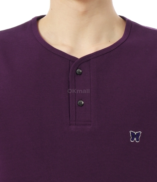 NEEDLES｜ (Henry Neck Tee Cotton Pique - Bordeaux (QV355 Needles Cotton Pique Henry Neck T-Shirt Bordeaux | eBay