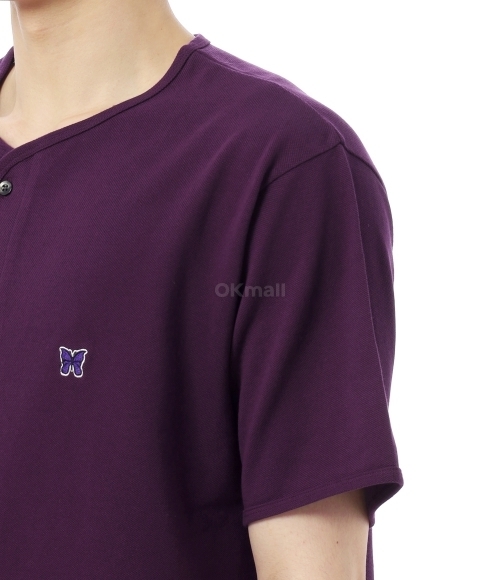 NEEDLES]Henley Neck Tee Cotton Pique - Bordeaux (QV355