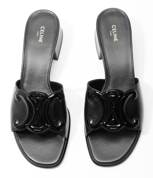 CELINE]CLEMENCE MULE IN LAMBSKIN AND PATENT CALFSKIN