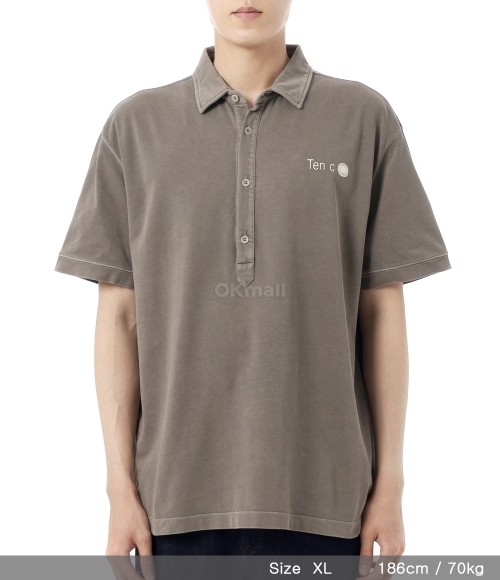 Ten c｜ (Mineral Garment Dyed Polo (25CTCUT02002 M06460 Ten c Mineral Garment Dyed Polo Shirt in Sky Blue | EQVVS