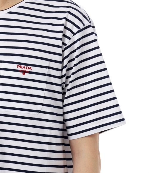 PRADA｜ (UJN929 1045 F0UB0) PRADA]스트라이프 코튼 티셔츠 (UJN929 1045 F0UB0) | 오케이몰