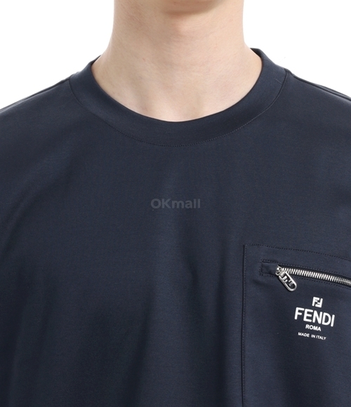 FENDI｜ (l FF Cotton T-Shirt (FY0936 ARYY F0QA0)) Fendi FF Metal Detail Cotton T-Shirt, Size Small FY0936-ARYY