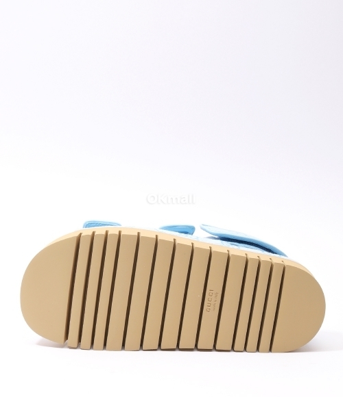GUCCI｜SANDALS (816630 FAD9G 4956) Women's sandal with Double G in light blue GG canvas | GUCCI® US