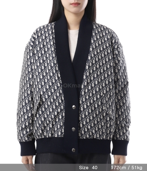 Dior｜JACKETS (517C51A2970 5803) Padded Bomber Jacket Blue and Ecru Technical Taffeta