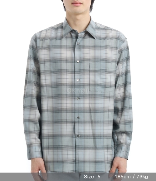 AURALEE]SUPER LIGHT WOOL CHECK SHIRT BLUE GREEN CHECK (A25SS01LC