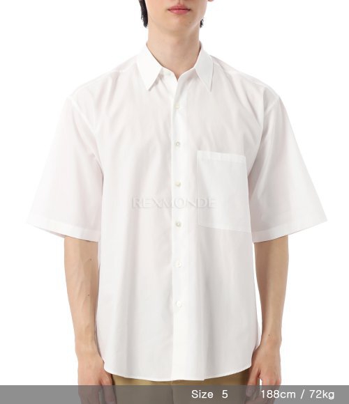 アーセナル ホワイトシャツ  AURALEE]WASHED FINX TWILL BIG HALF SLEEVED SHIRT WHITE (A25SS03TN
