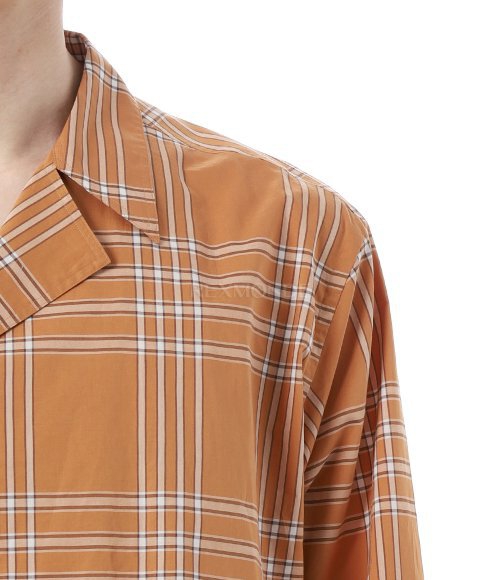 AURALEE]WASHED FINX TYPEWRITER CHECK P/O SHIRT AMBER CHECK