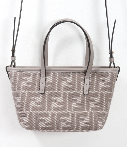 FENDI｜ (Roll Mini Jacquard Bag (8BS096 AUPX F1SNP)) Roll Mini Fabric Gray | Fendi