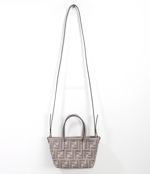 FENDI｜ (Roll Mini Jacquard Bag (8BS096 AUPX F1SNP)) Roll Mini Fabric Gray | Fendi