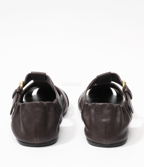 Miu Miu｜SANDALS (5E395E EFX F0NBL) Briarwood Ruches Nappa Leather Fisherman's Sandals | Miu Miu