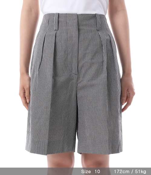 Margaret Howell]TWIN PLEAT SHORTS - BLACK / ECRU