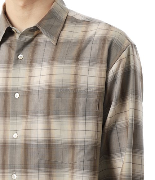 AURALEE]SUPER LIGHT WOOL CHECK SHIRT GRAY BROWN CHECK (A25SS01LC