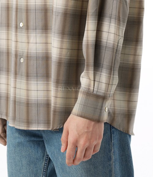 AURALEE]SUPER LIGHT WOOL CHECK SHIRT GRAY BROWN CHECK (A25SS01LC