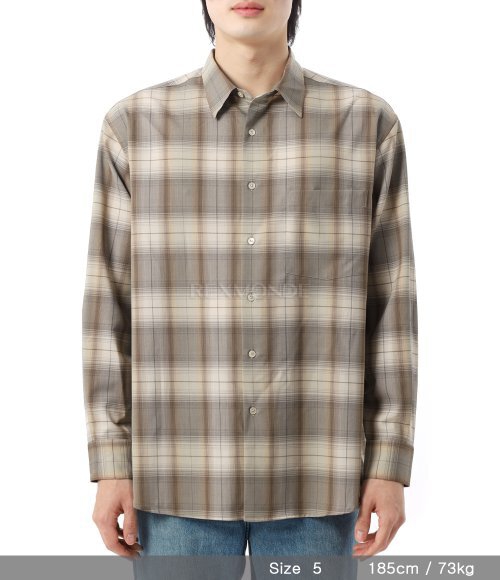 AURALEE]SUPER LIGHT WOOL CHECK SHIRT GRAY BROWN CHECK (A25SS01LC