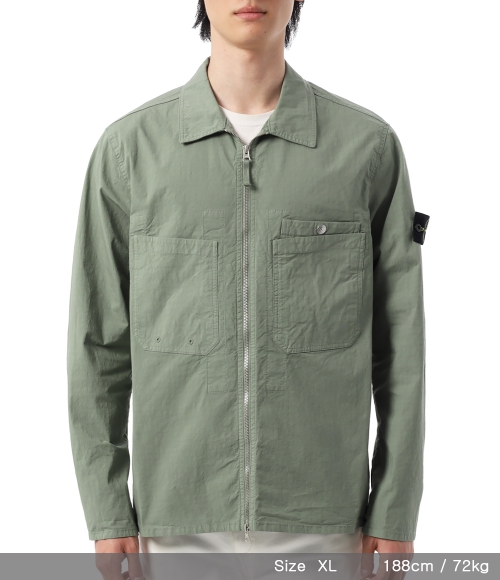 あ*さ様 Stone  コットン RIPSTOP OVERSHIRT Black Comfort-fit overshirt with pockets and two-way zipper