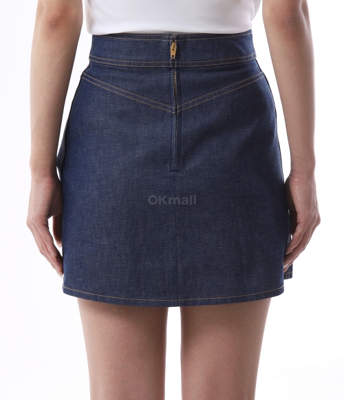 CELINE]TRAPEZE MINI SKIRT IN RAW WASH DENIM (RJ0330842 07IA
