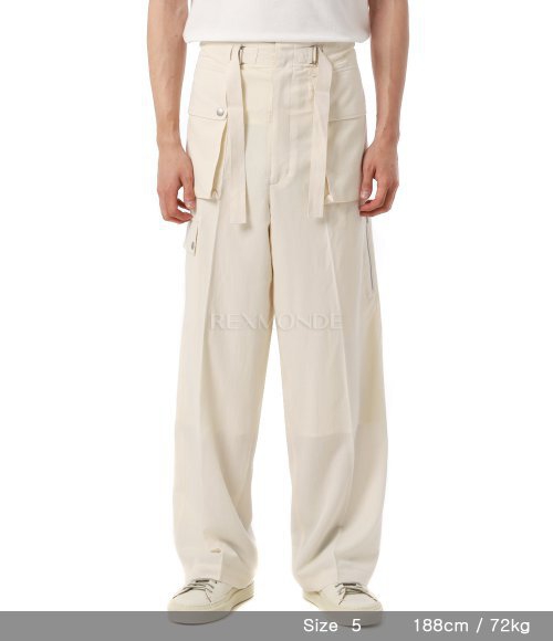 AURALEE]LIGHT COTTON WOOL VIYELLA CARGO PANTS IVORY WHITE