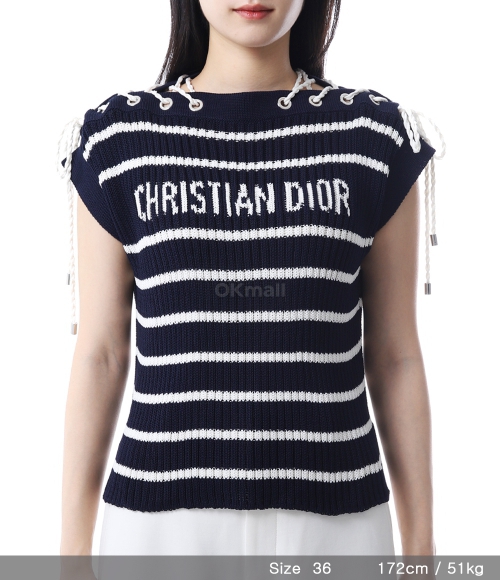 Dior]Dioriviera 레이스업 캡 슬리브 스웨터 (544S48A7042 5883 - Main Image