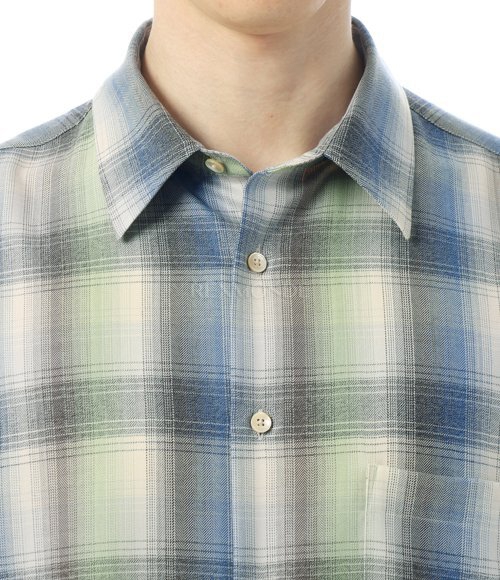 AURALEE]SUPER LIGHT WOOL CHECK SHIRT BLUE GREEN CHECK (A25AS01LC