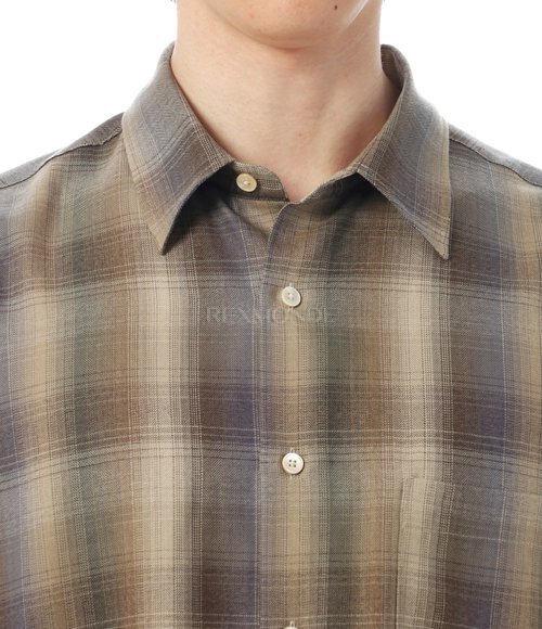 AURALEE]SUPER LIGHT WOOL CHECK SHIRT BROWN BLUE CHECK (A25AS01LC