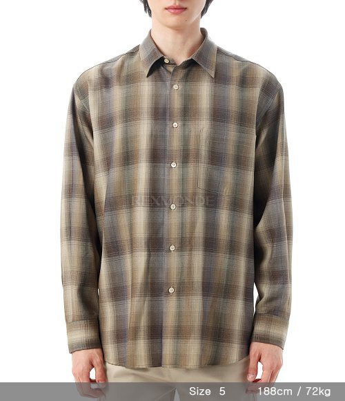 AURALEE]SUPER LIGHT WOOL CHECK SHIRT BROWN BLUE CHECK (A25AS01LC