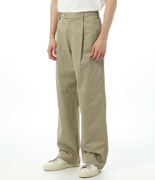 AURALEE]WASHED FINX CHINO ONE-TUCK PANTS LIGHT KHAKI (A25SP02FC