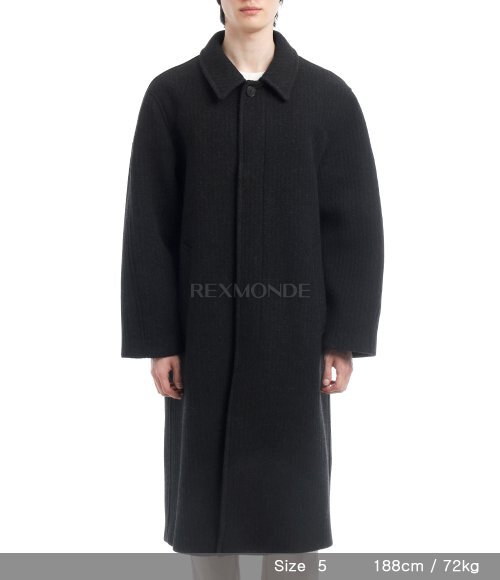 AURALEE]SPONGE BONDED WIDE WALE WOOL SOUTIEN COLLAR COAT BLACK