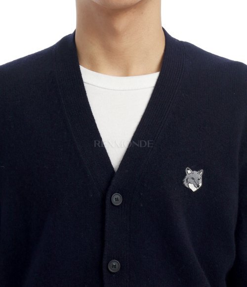 MAISON KITSUNE]FOX HEAD LAMBSWOOL COMFORT CARDIGAN (PM00502KT1006