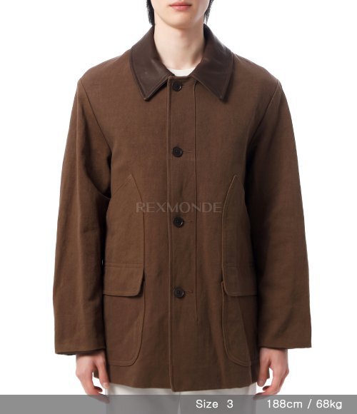 KAPTAIN SUNSHINE]Cotton Hemp Work Coat (KS25FCO06-KAKISHIBU