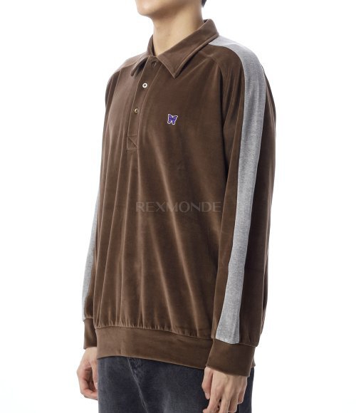 NEEDLES]Side Line Pullover Shirt C/PE Velour - Brown (RW338