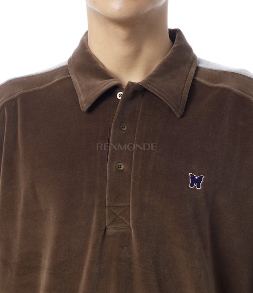 NEEDLES]Side Line Pullover Shirt C/PE Velour - Brown (RW338
