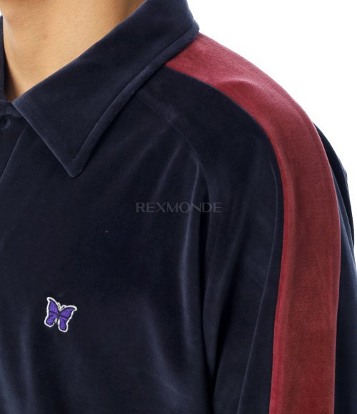 NEEDLES]Side Line Pullover Shirt C/PE Velour - Navy (RW338) | 렉스몬드