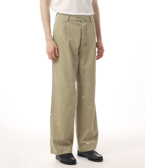AURALEE]GARMENT-DYED FINX LIGHT CHINO ONE-TUCK WIDE PANTS BEIGE