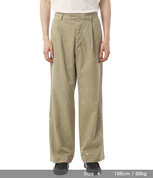 AURALEE]GARMENT-DYED FINX LIGHT CHINO ONE-TUCK WIDE PANTS BEIGE