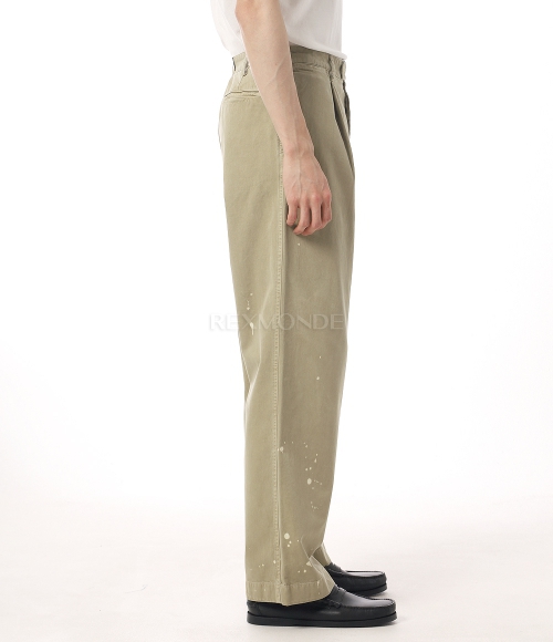 AURALEE]GARMENT-DYED FINX LIGHT CHINO ONE-TUCK WIDE PANTS BEIGE