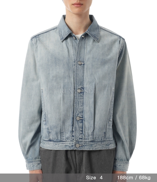 AURALEE]FADED SELVEDGE LIGHT DENIM BLOUSON - LIGHT INDIGO