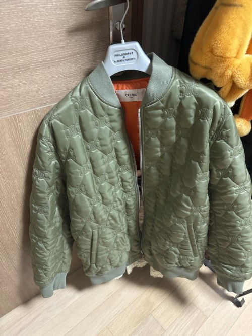 CELINE]OVERSIZED TRIOMPHE TEDDY JACKET IN NYLON TWILL